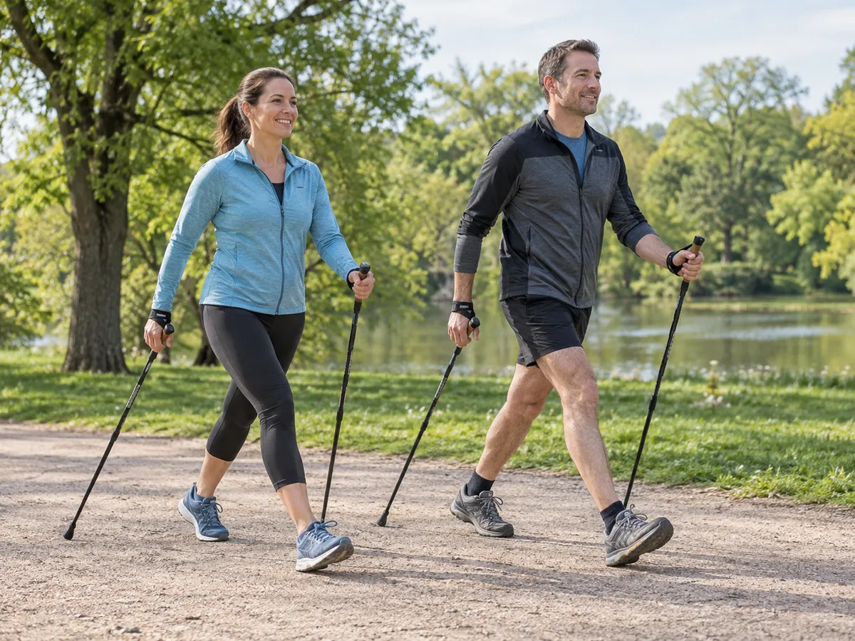 KI-generierte Illustration: Nordic Walking