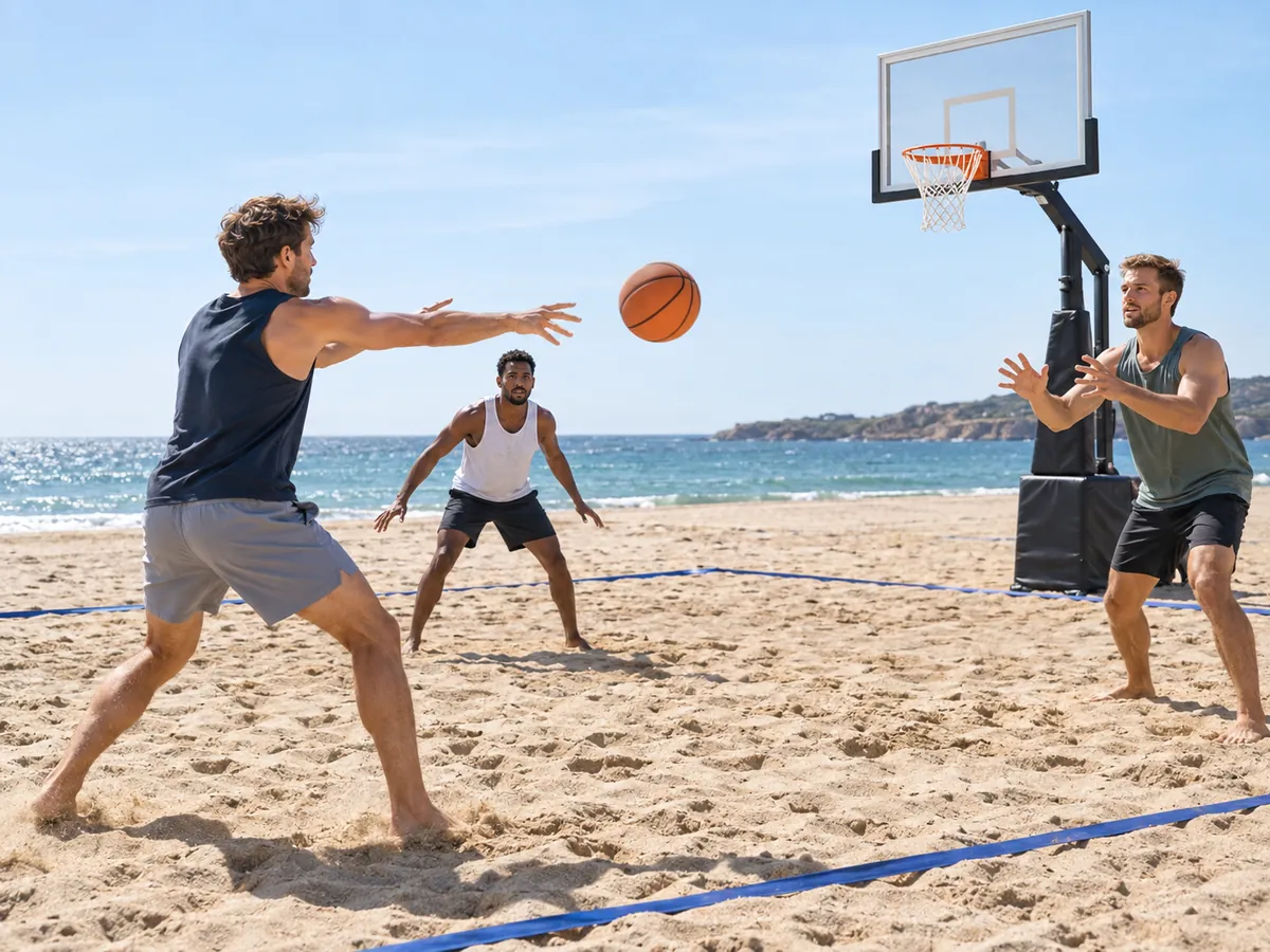 KI-generierte Illustration: Beach Basketball