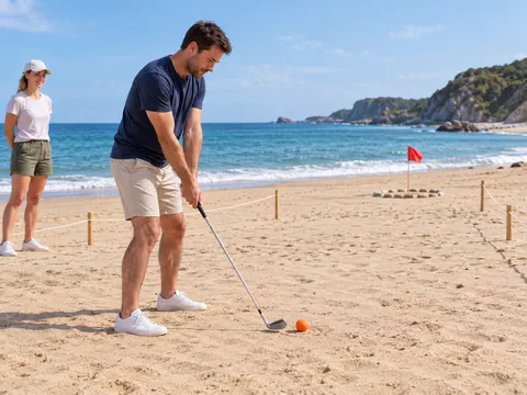 KI-generierte Illustration: Beach Golf
