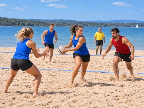 KI-generierte Illustration: Beach Rugby