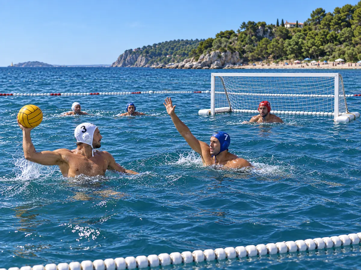 KI-generierte Illustration: Beach Water Polo