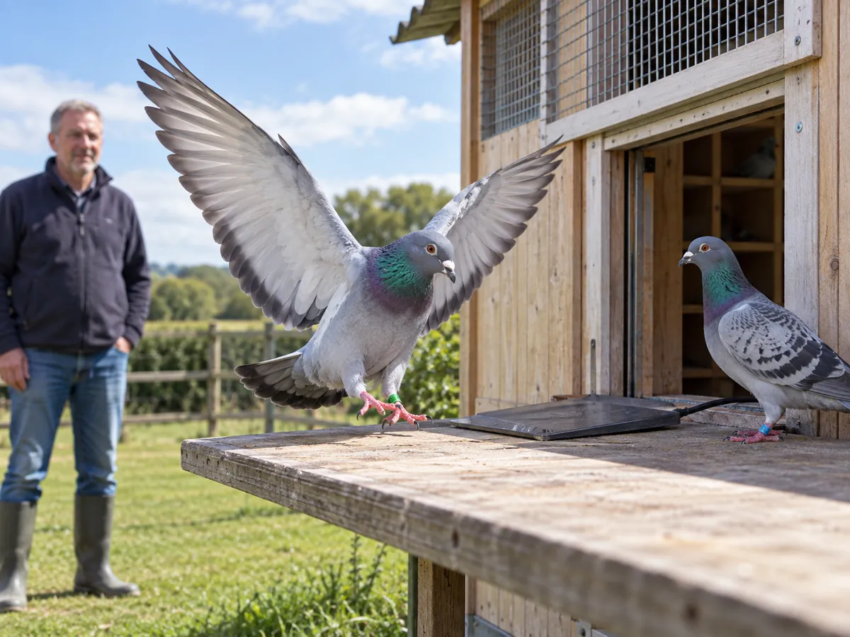 KI-generierte Illustration: Brieftaubensport