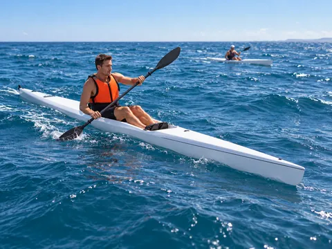 Ilustración generada por IA: Carreras oceánicas de canoa