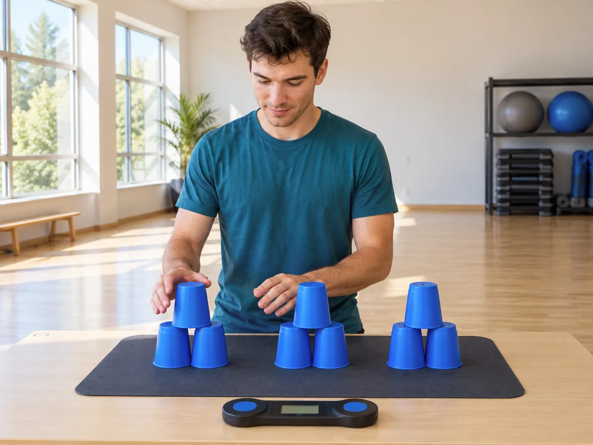 Ilustración generada por IA: Cup stacking