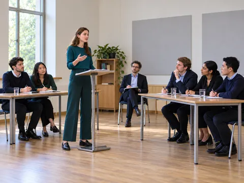 Ilustración generada por IA: Debate competitivo