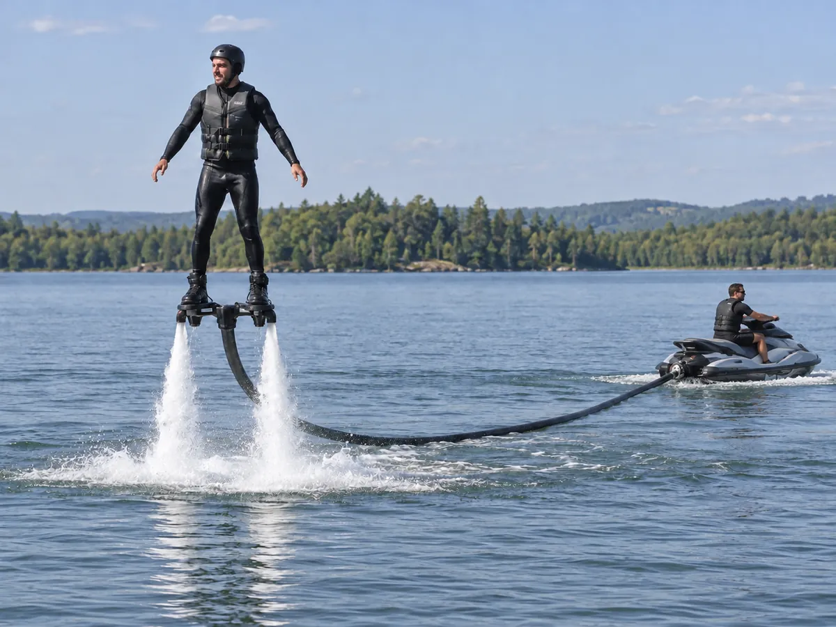 Ilustración generada por IA: Flyboarding