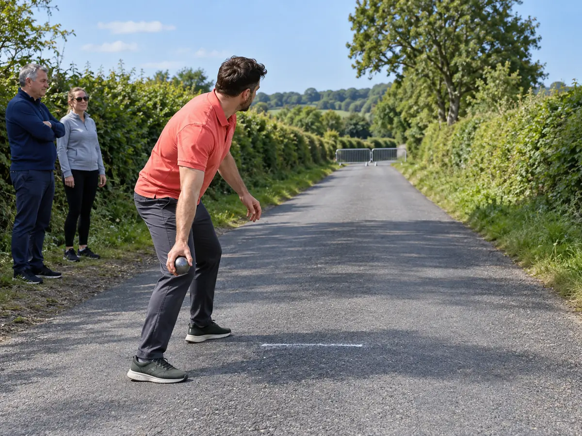 Illustrazione generata con IA: Road bowling irlandese