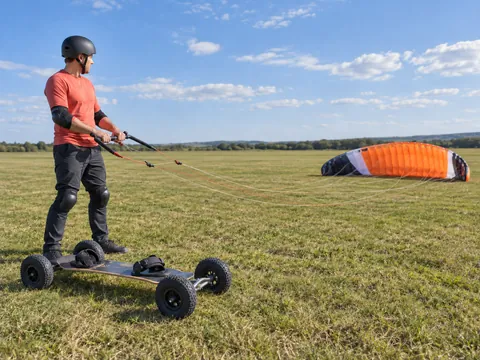 Ilustración generada por IA: Kite landboarding