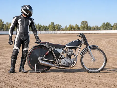 Ilustración generada por IA: Speedway de motociclismo en pista larga