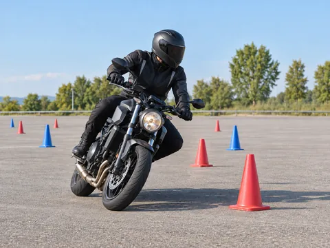 Ilustración generada por IA: Gymkhana de motocicleta