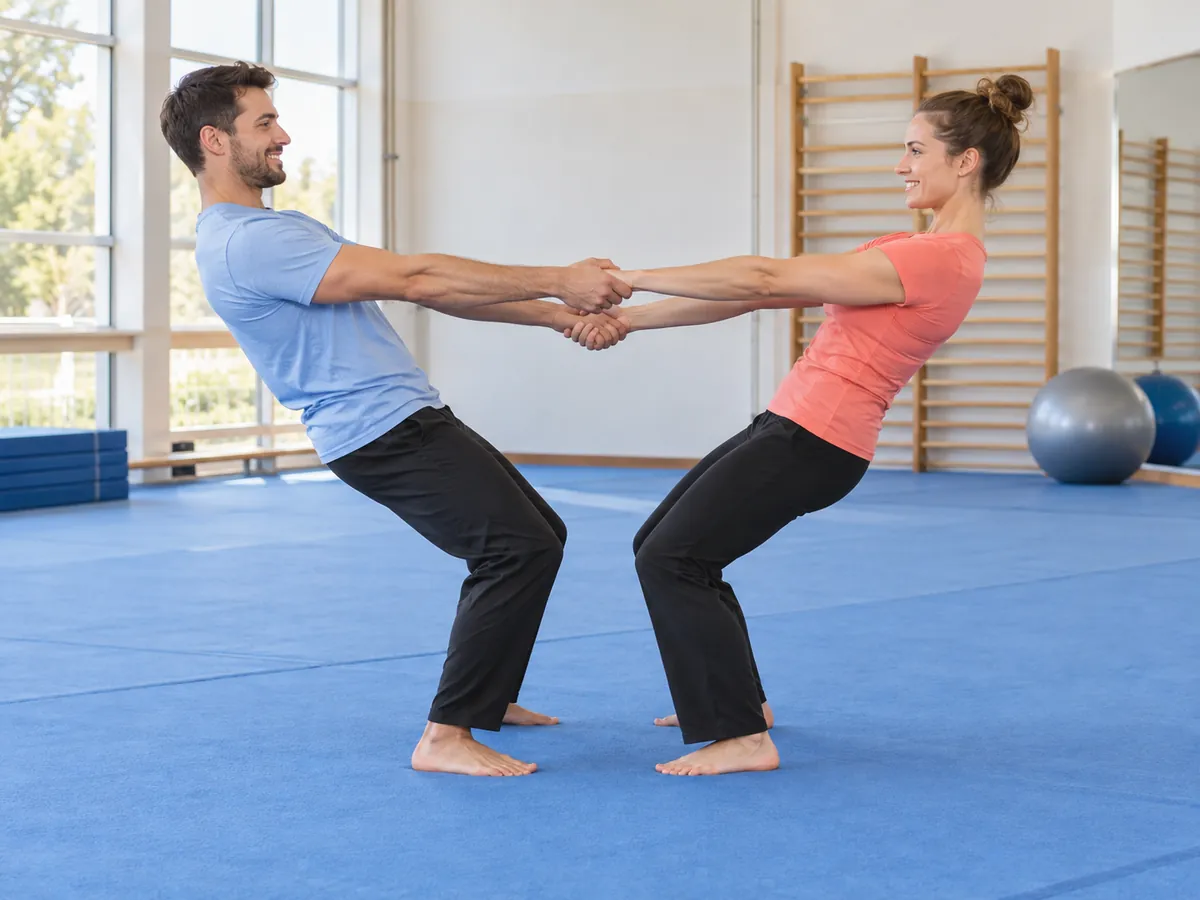 Ilustración generada por IA: Acrobacia en pareja