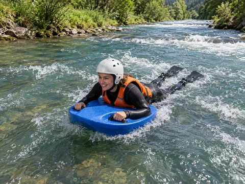Ilustración generada por IA: Riverboarding