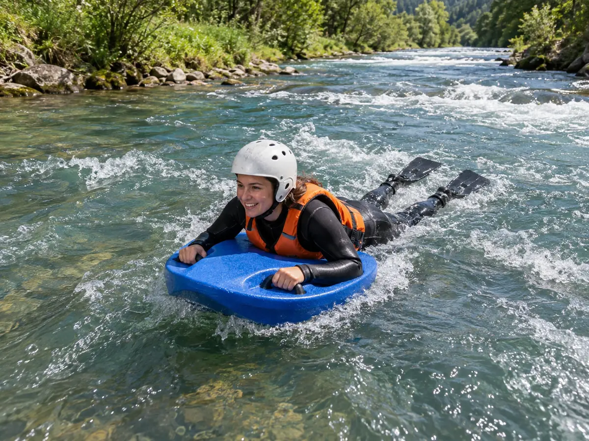 Ilustración generada por IA: Riverboarding