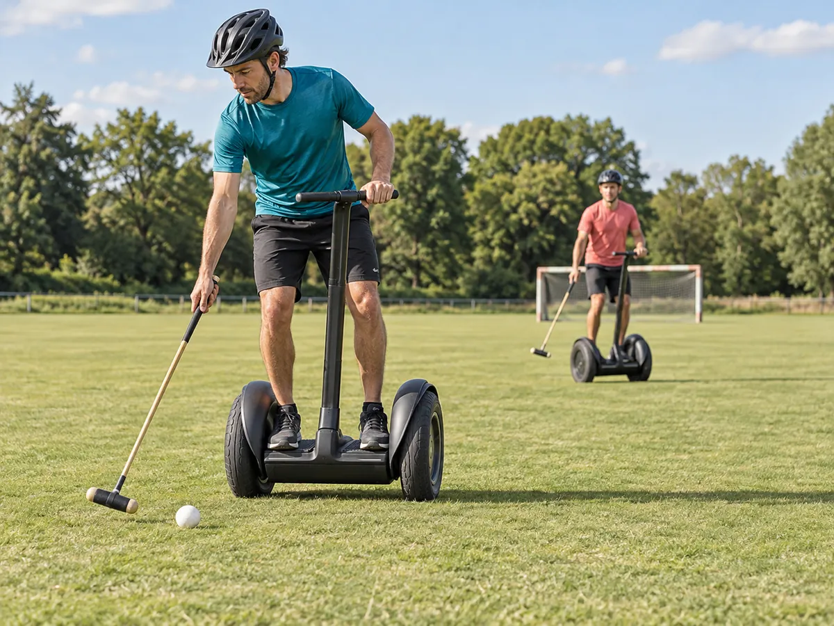 Illustrazione generata con IA: Polo su Segway