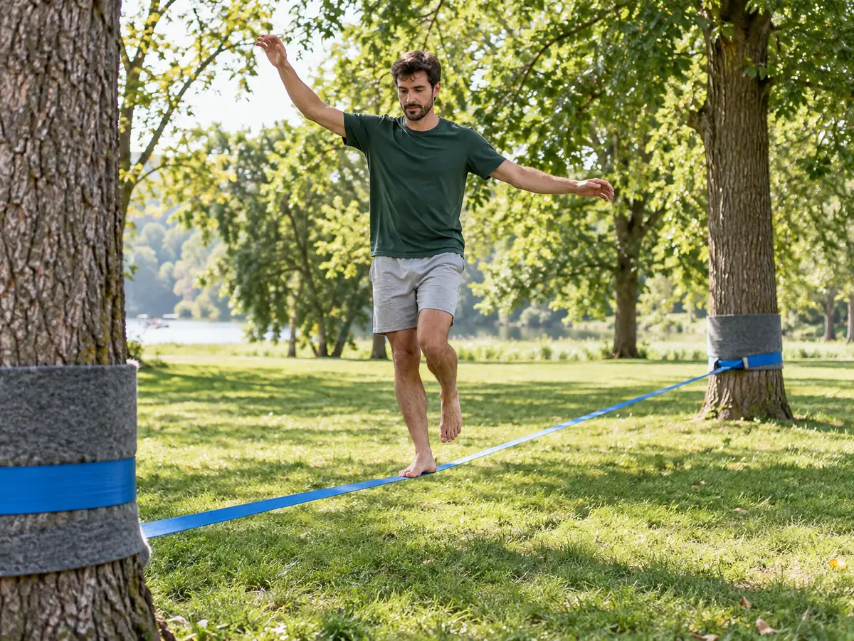 Ilustración generada por IA: Slacklining