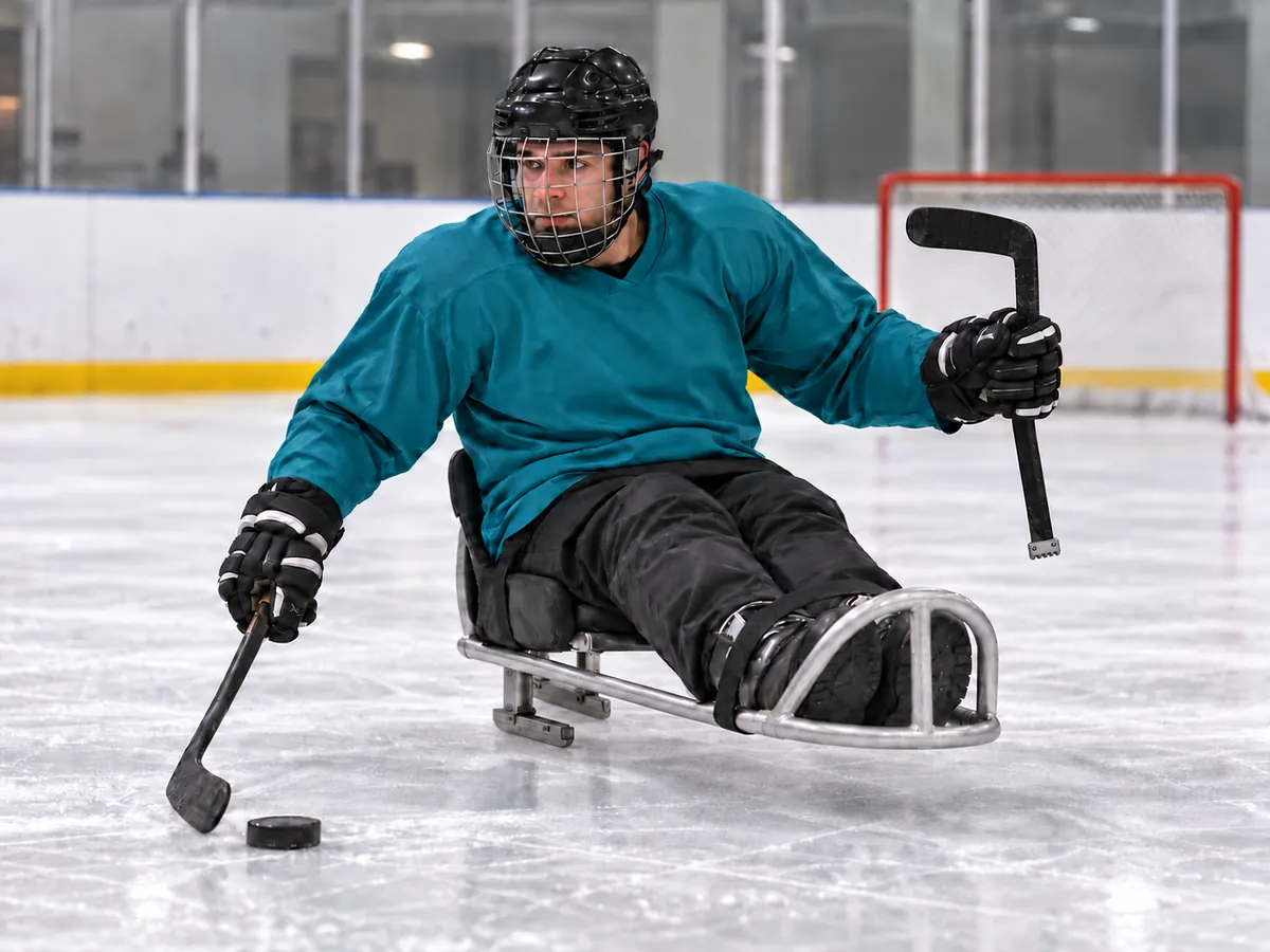 Illustrazione generata con IA: Hockey su slittino