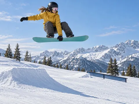 Ilustración generada por IA: Snowboard slopestyle