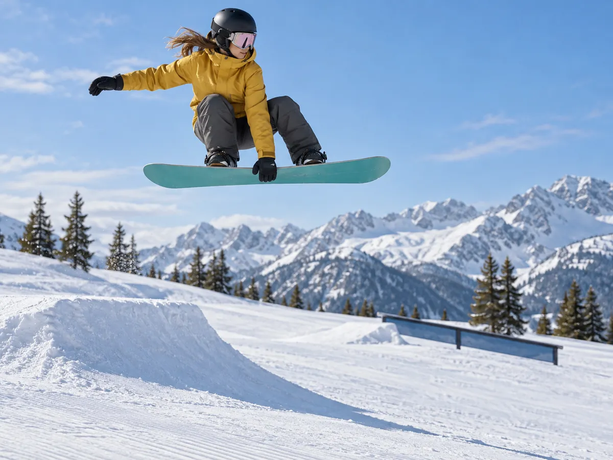 Ilustración generada por IA: Snowboard slopestyle