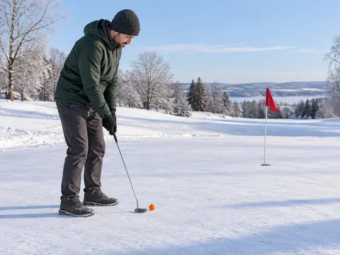Ilustración generada por IA: Golf sobre nieve