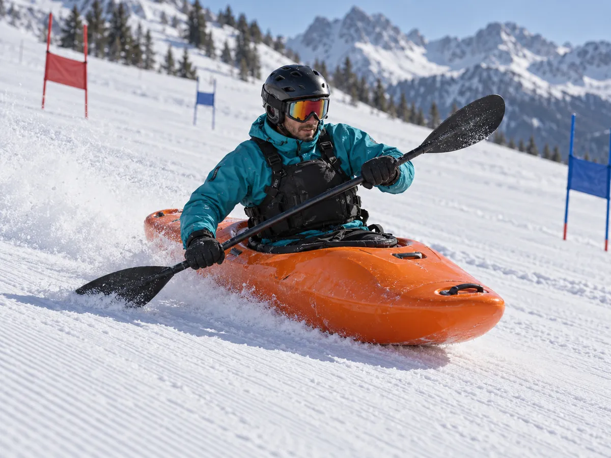 AI-generated illustration: Snow Kayaking