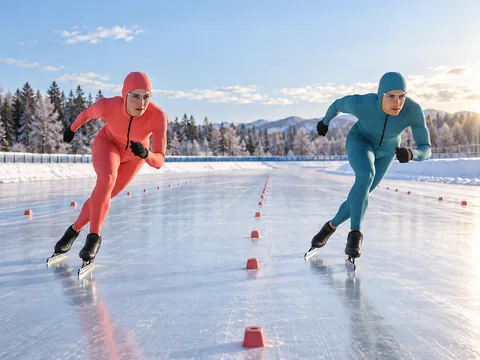Ilustración generada por IA: Patinaje de velocidad en pista larga