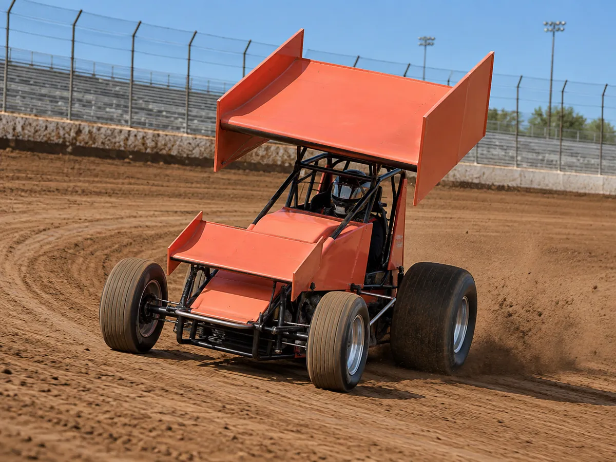 Ilustração gerada por IA: Corrida de sprint cars