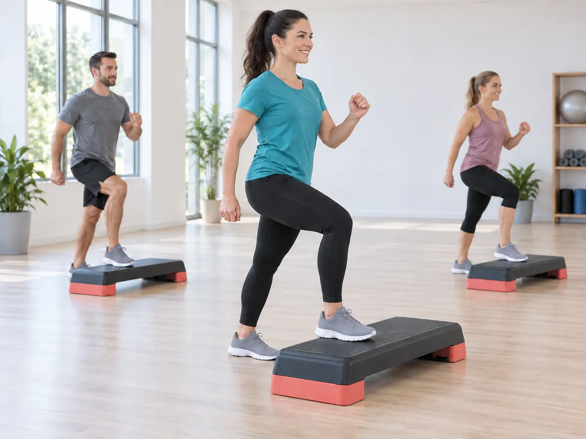 Ilustración generada por IA: Step aerobics