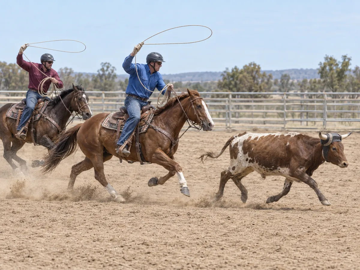 Ilustração gerada por IA: Team Roping