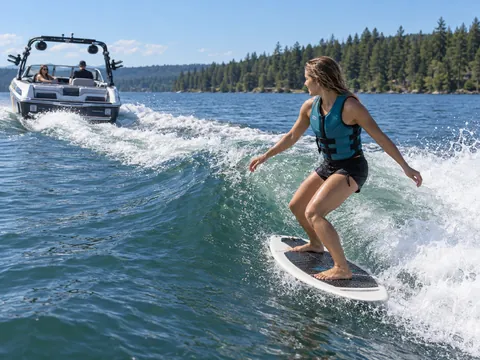 Ilustración generada por IA: Wakesurfing