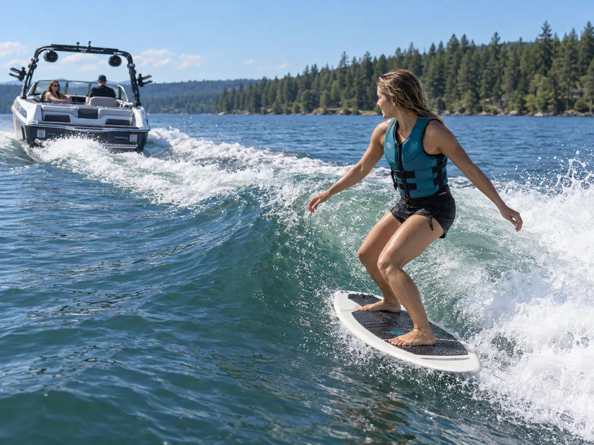 AI-generated illustration: Wakesurfing