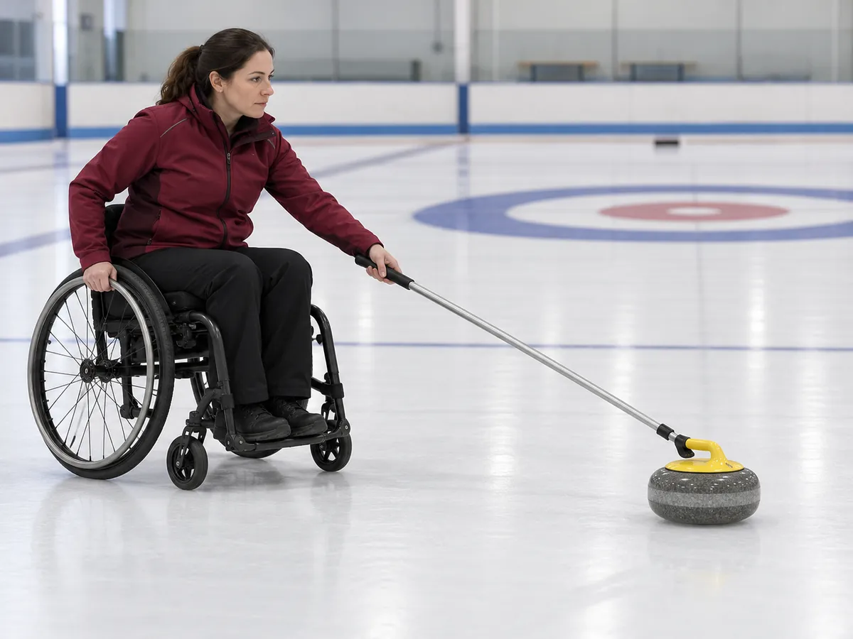 Ilustração gerada por IA: Curling em cadeira de rodas