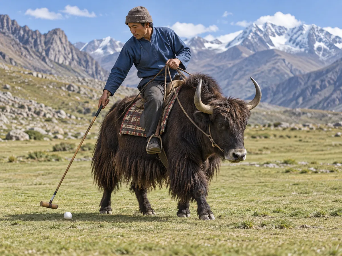 Illustration générée par IA: Polo a dos de yak